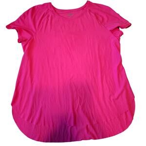 Sz XL AVIA Hot Pink Short Sleeve Laser Cut/Dotted Hi-Lo Active Shirt